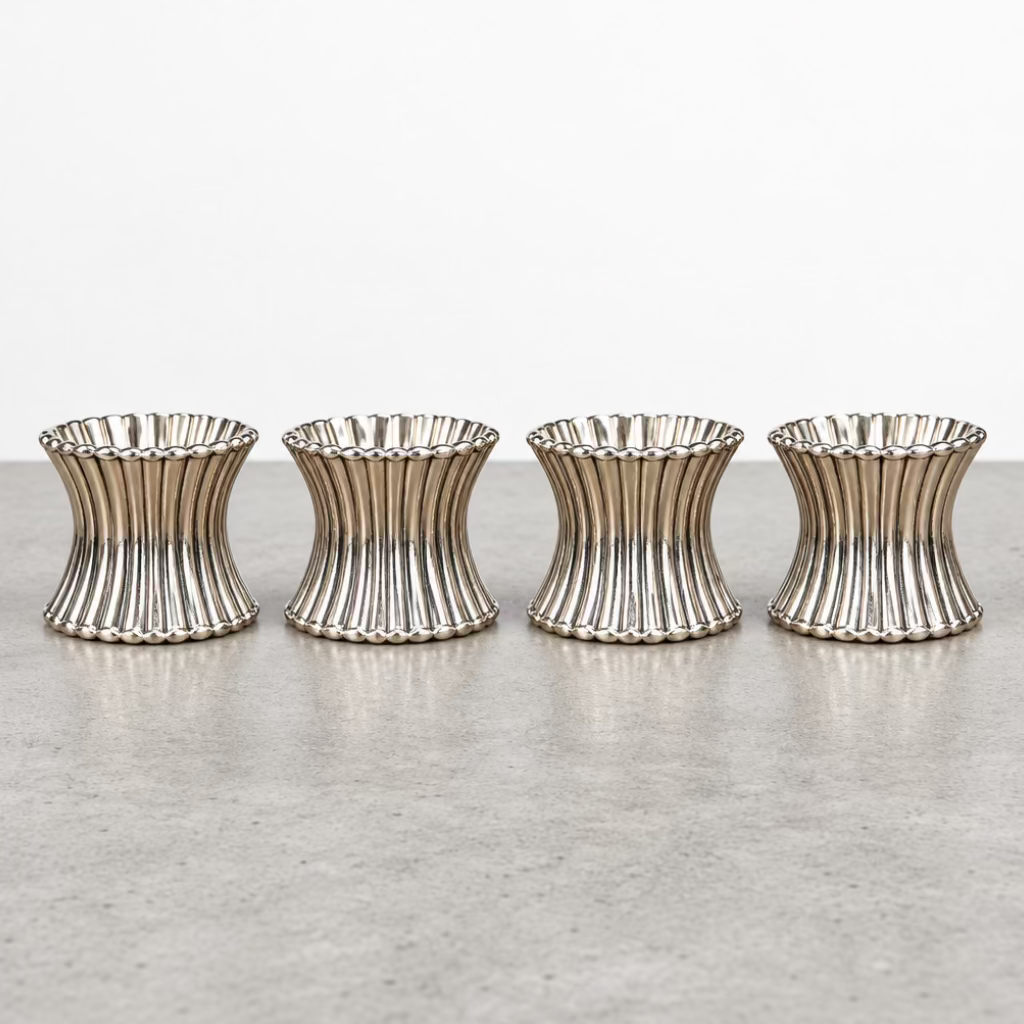 Set of 4 Vintage Fluted Napkin Rings