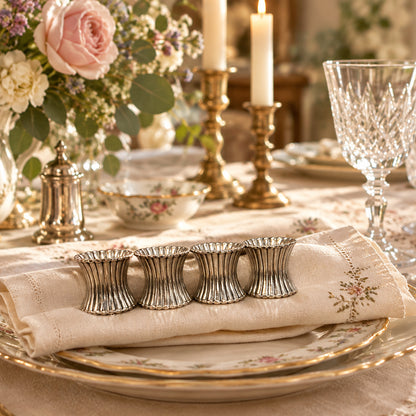 Set of 4 Vintage Fluted Napkin Rings