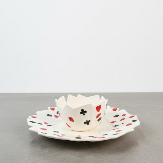 Vintage Playing Card Serving Bowl & Tray