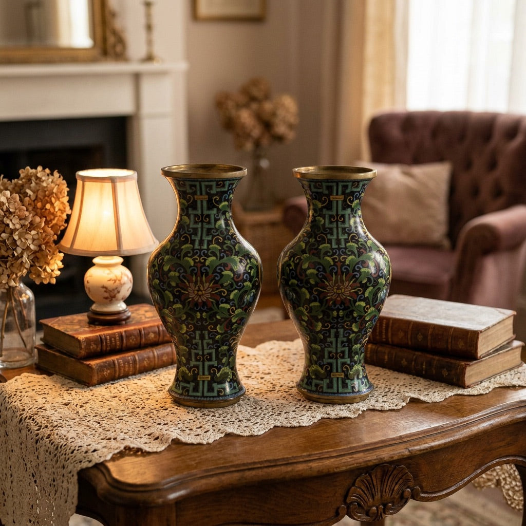 Pair of Vintage Cloissone Urns