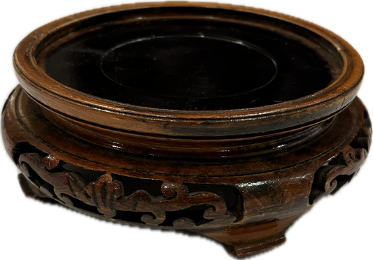 Vintage Carved Wood Wine Coaster