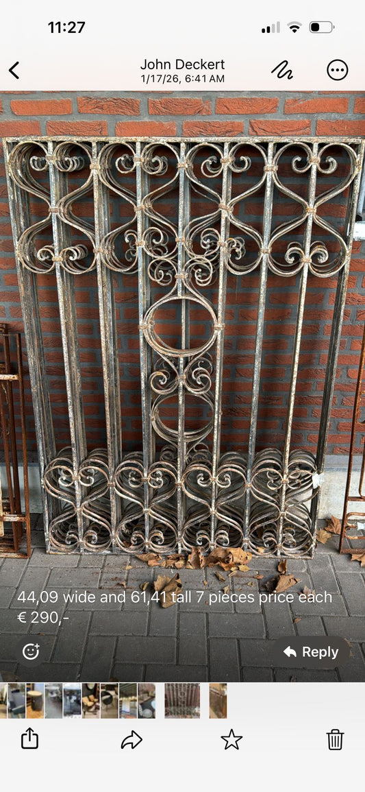 Vintage Iron Gate Panel with Heart Shaped Decor