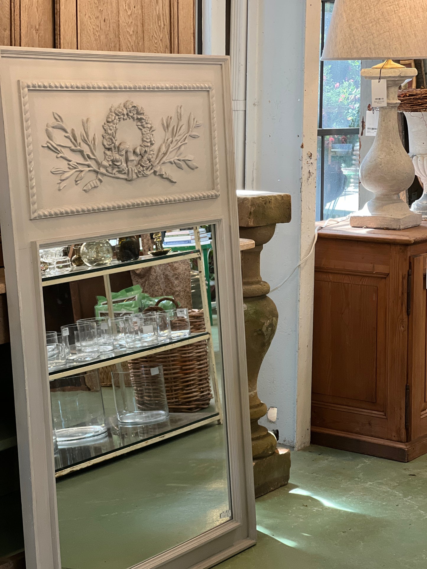 Antique Louis XVI Style Painted Trumeau