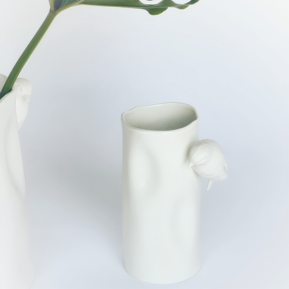 Porcelain Bird en Blanc Vases