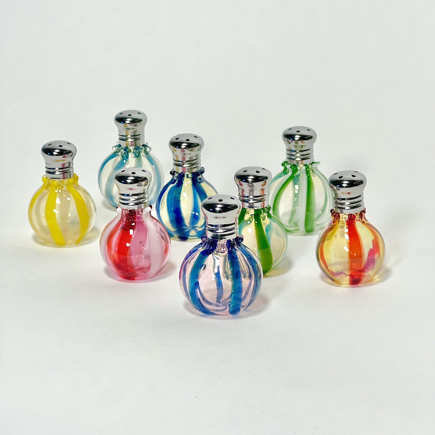 Set of 2 Blown Glass Mini Salt and Pepper Shakers