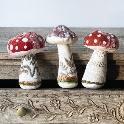 Embroidered Silk Mushrooms