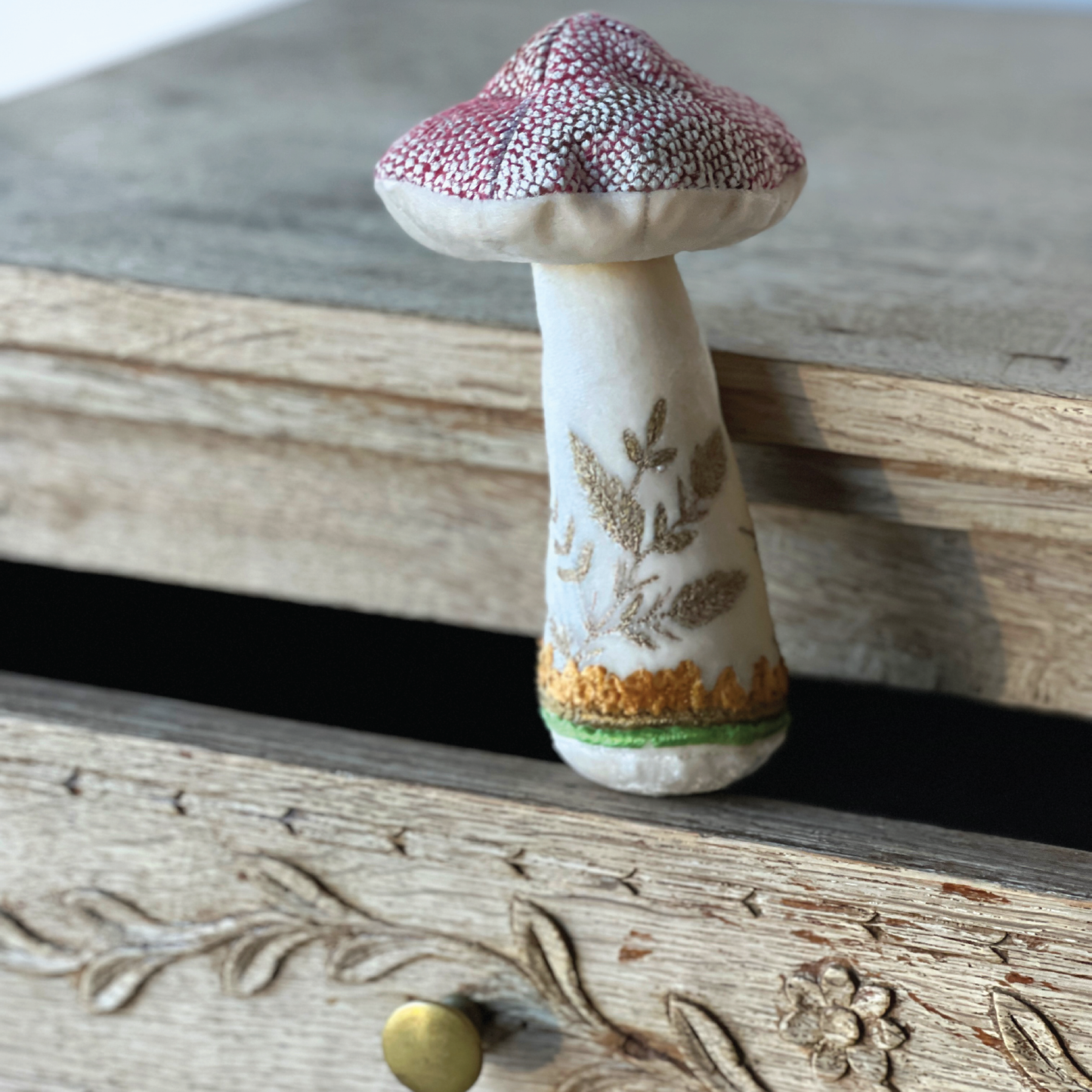 Embroidered Silk Mushrooms