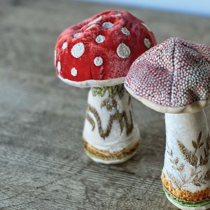 Embroidered Silk Mushrooms