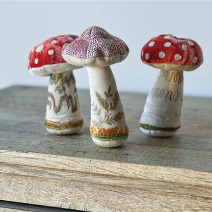 Embroidered Silk Mushrooms