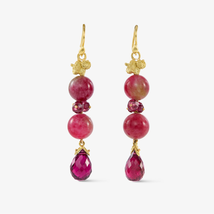 Gabrielle Sanchez x ELIZABETH STUART Raspberry Tourmaline and Red Garnet Drop Earrings