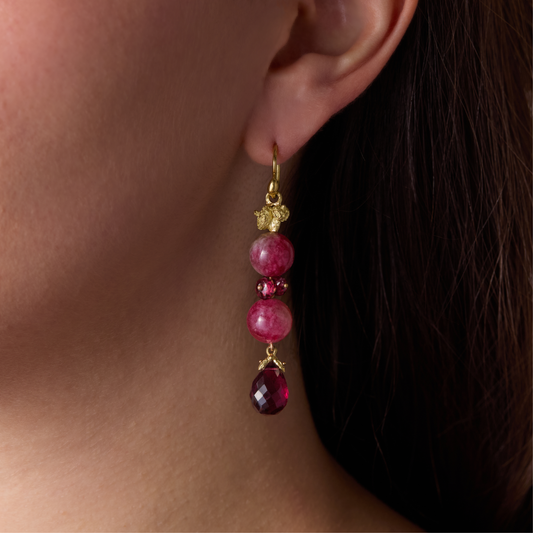 Gabrielle Sanchez x ELIZABETH STUART Raspberry Tourmaline and Red Garnet Drop Earrings