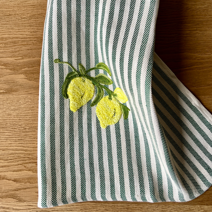 Limone Embroidered Tea Towel