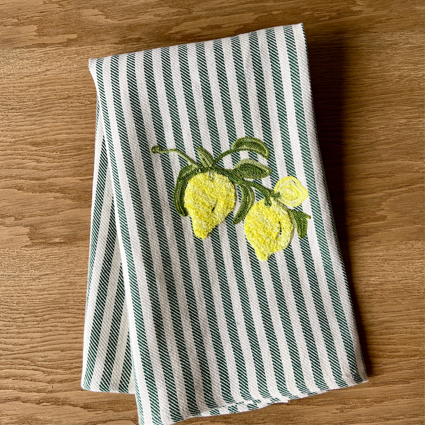 Limone Embroidered Tea Towel