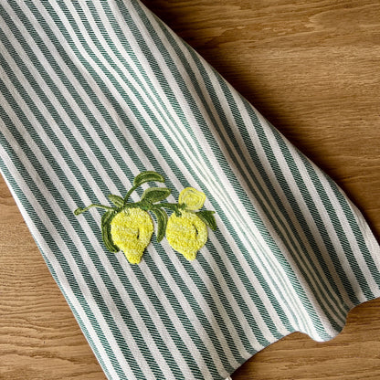 Limone Embroidered Tea Towel