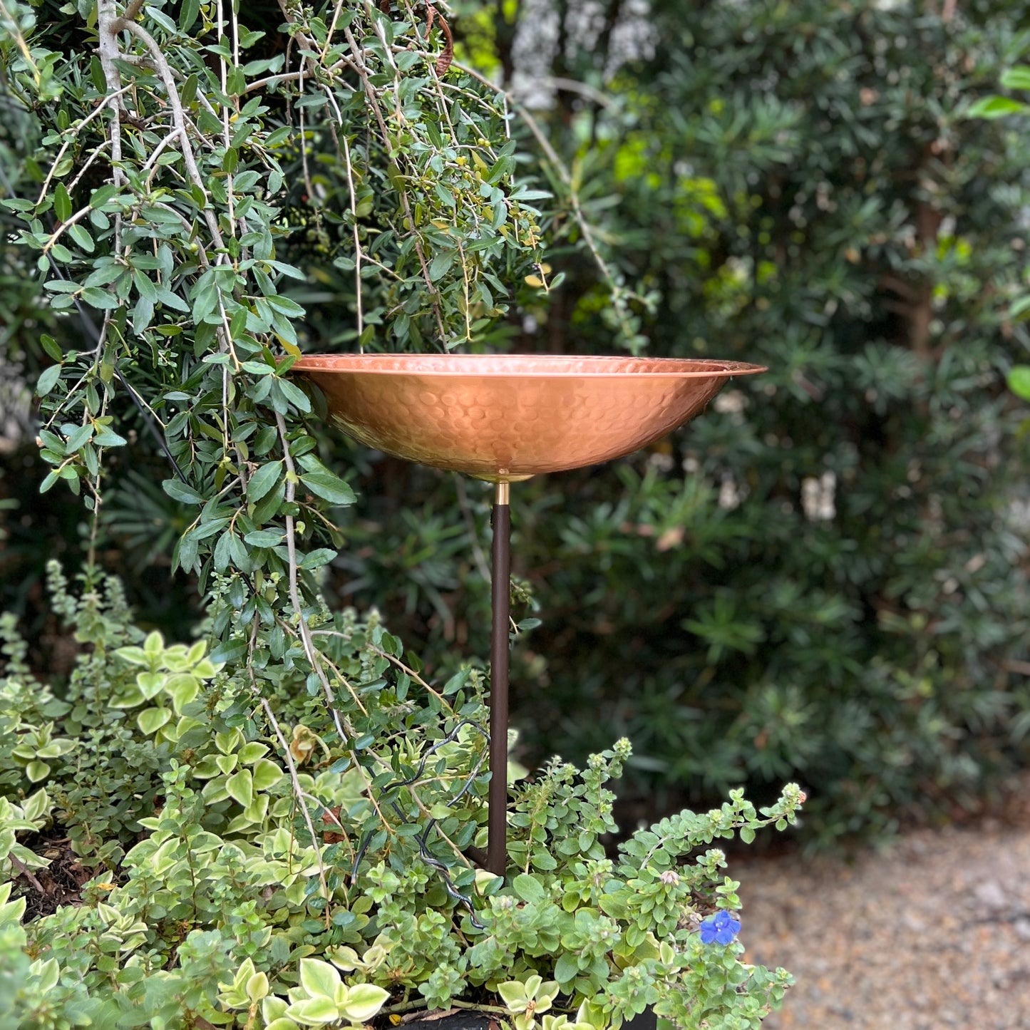 Hammered Copper Birdbath