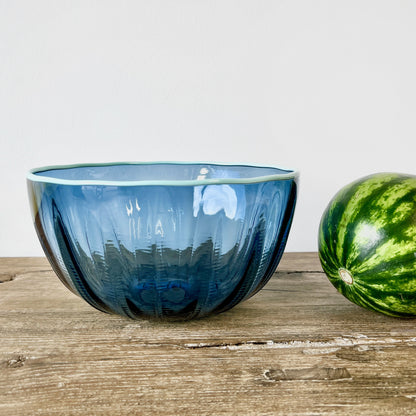 Hand Blown Glass Threaded Bowls