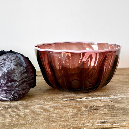 Hand Blown Glass Threaded Bowls