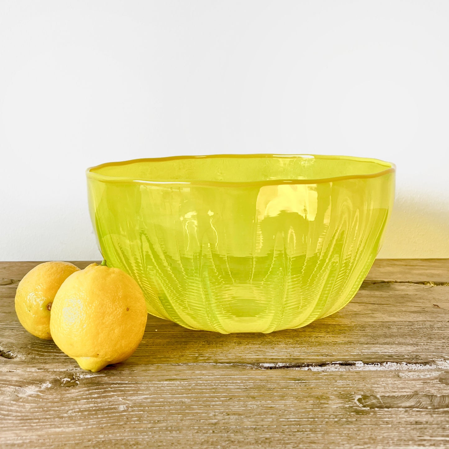 Hand Blown Glass Threaded Bowls