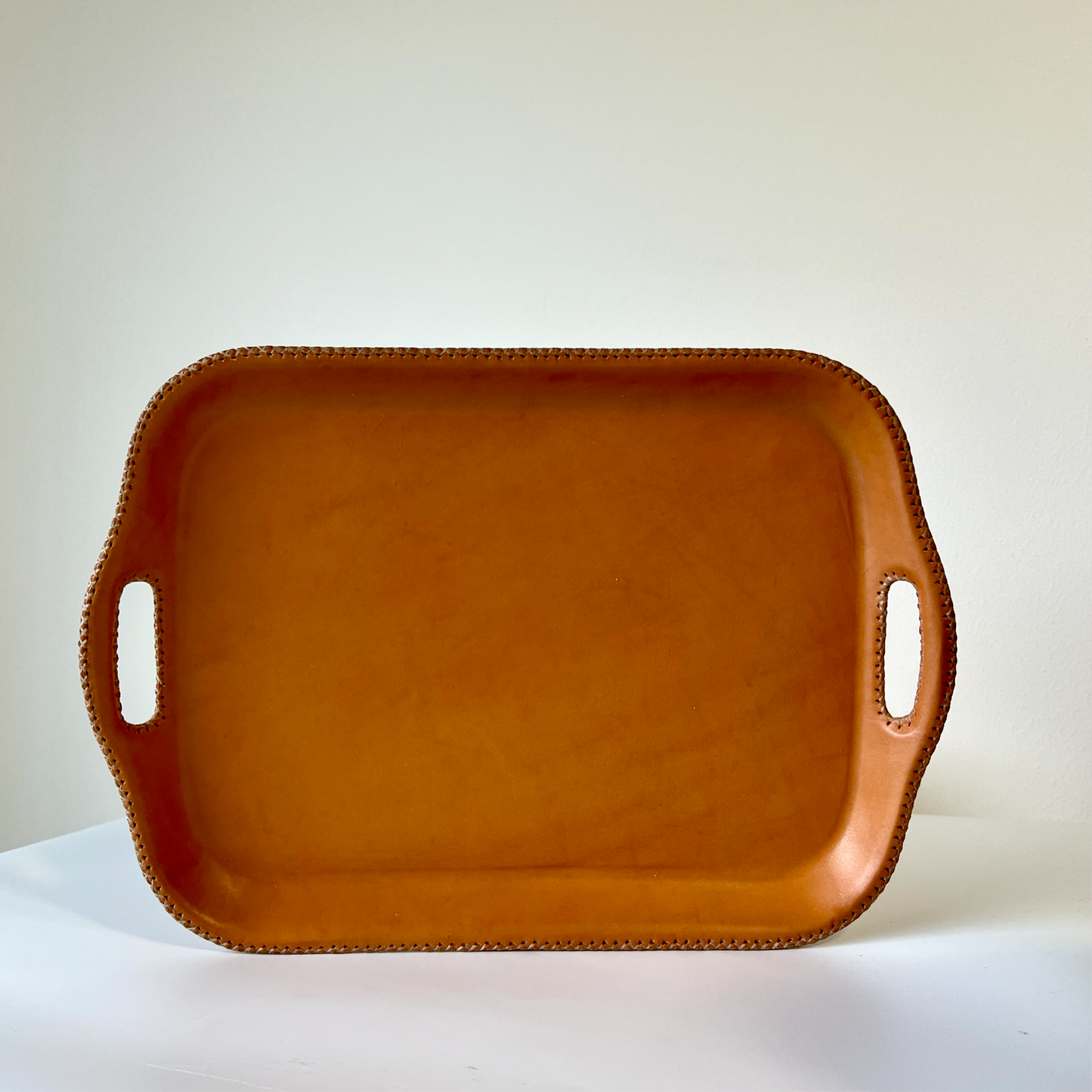 Leather Tray with Perforated Handles