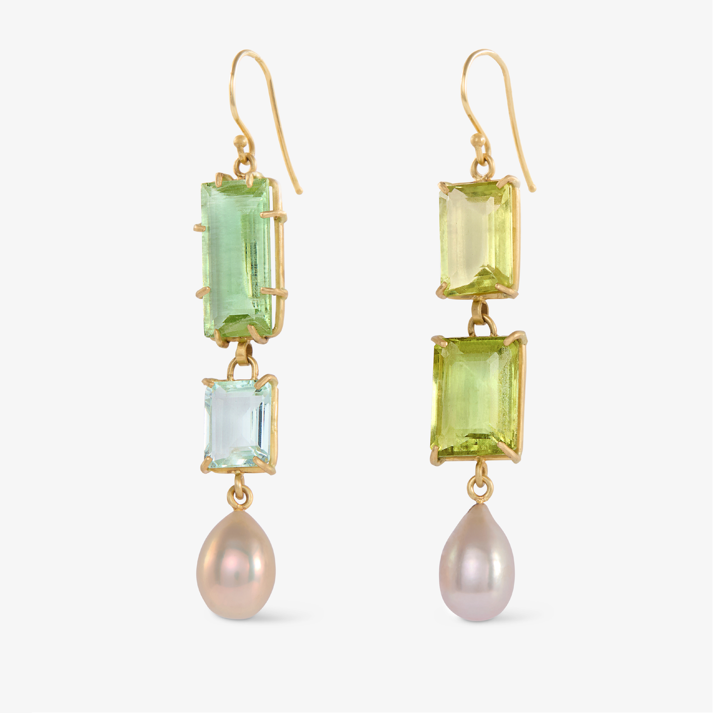 Beryl and Pearl Drop Earrings