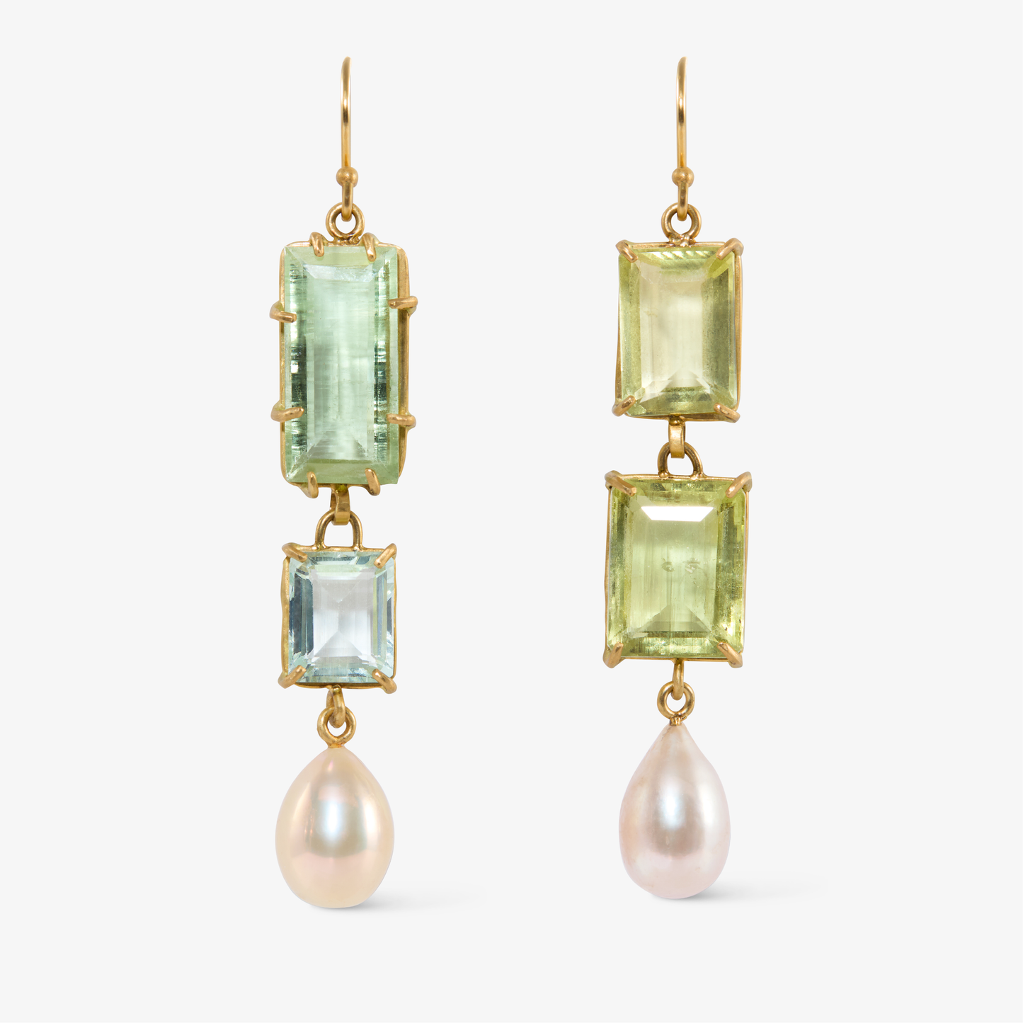 Beryl and Pearl Drop Earrings