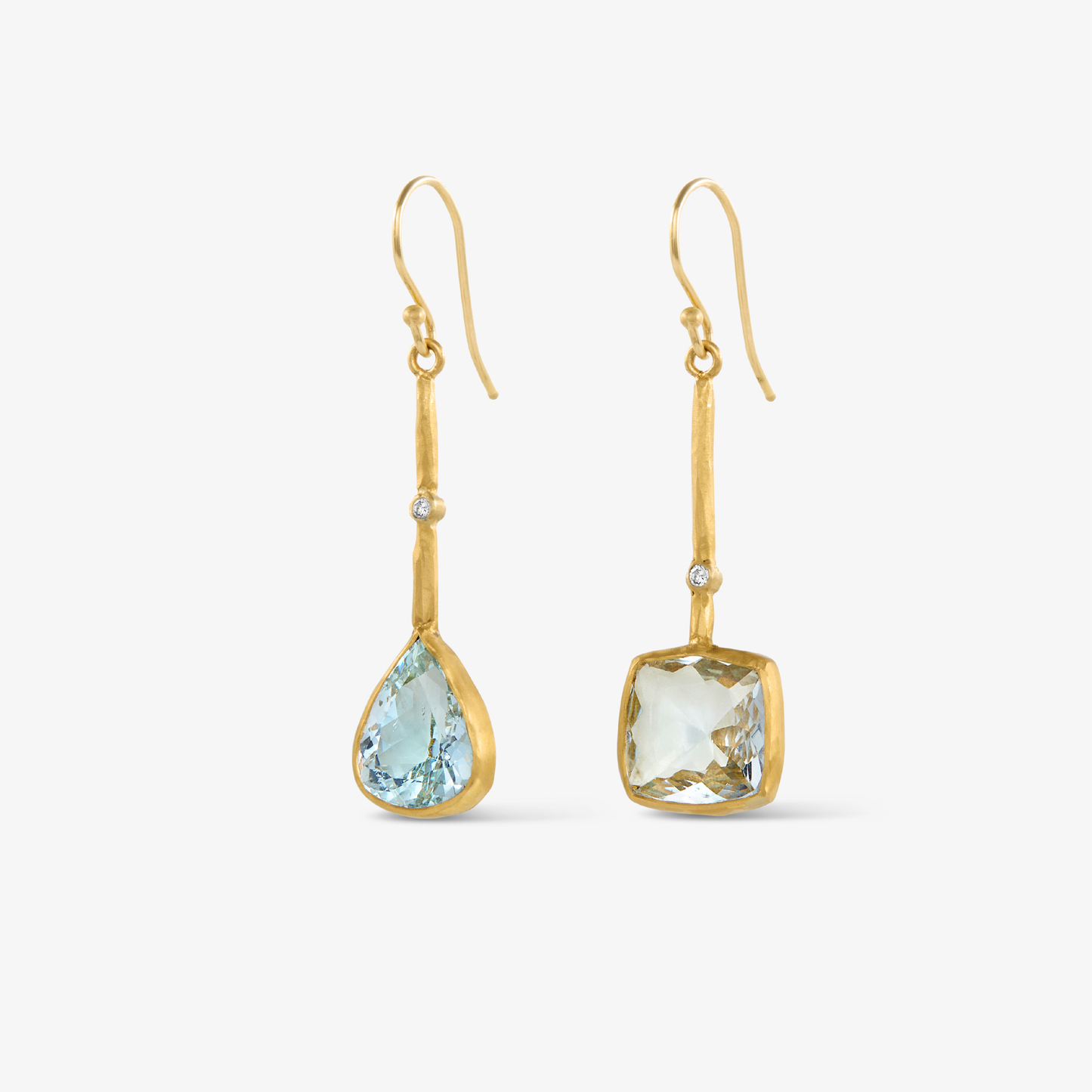 Aquamarine and Diamond Stick Earrings