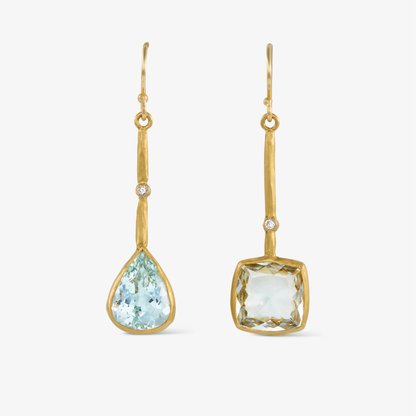 Aquamarine and Diamond Stick Earrings