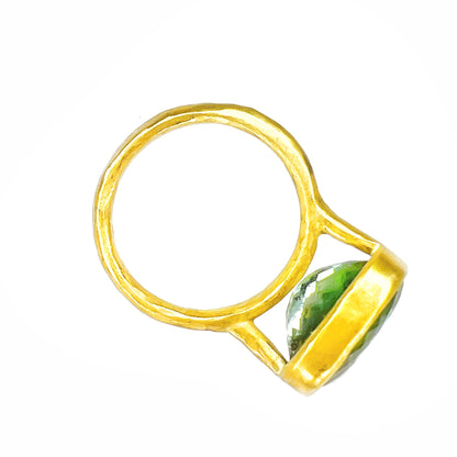 Faceted Green Tourmaline Ring