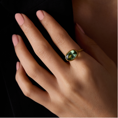 Faceted Green Tourmaline Ring