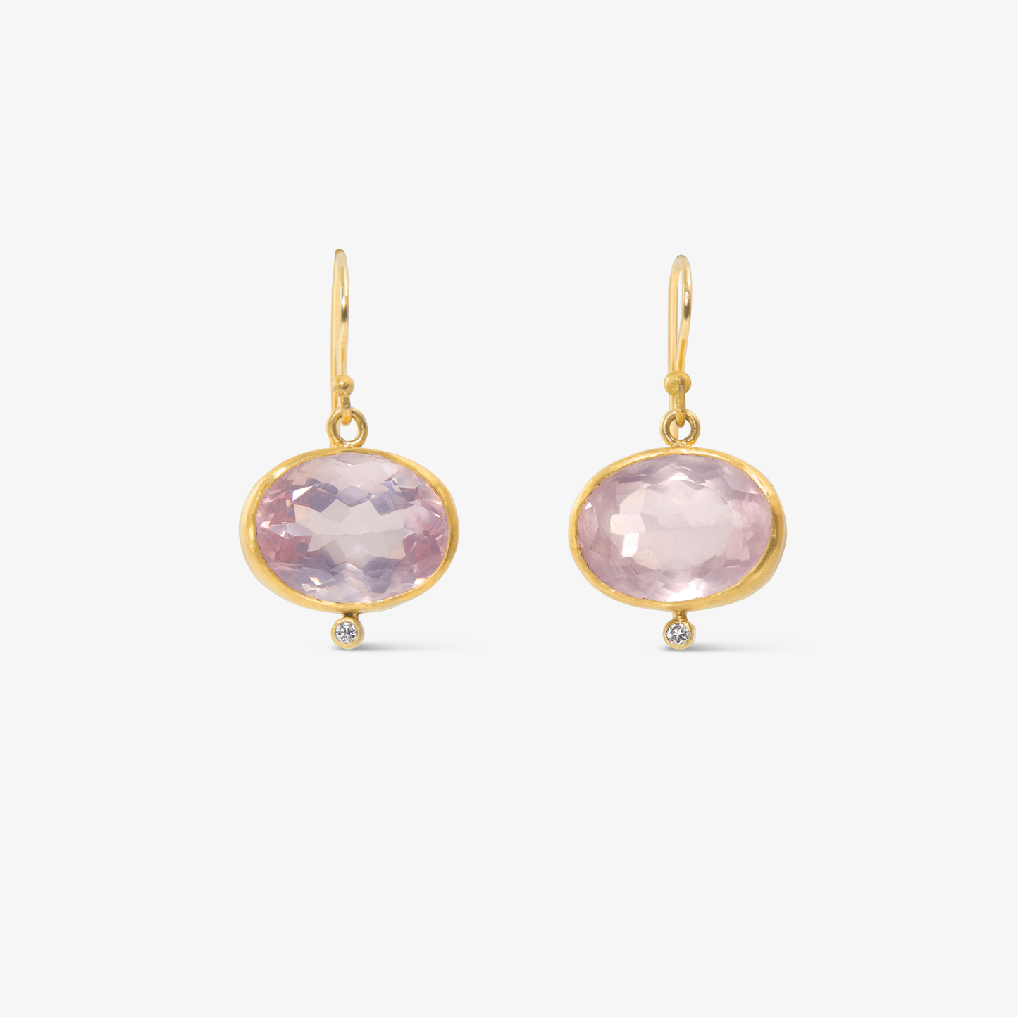 Oval Pink Quartz and Diamond Earring