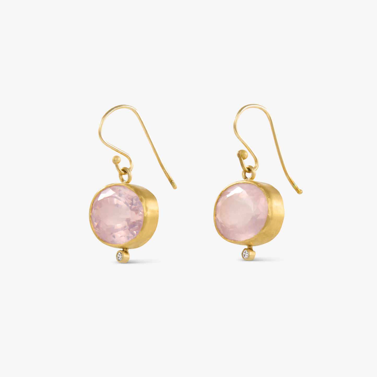 Oval Pink Quartz and Diamond Earring