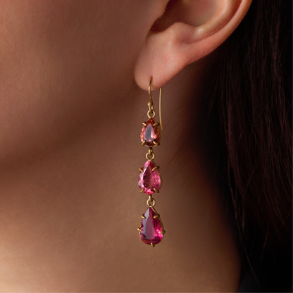 Pink Tourmaline Drop Earrings