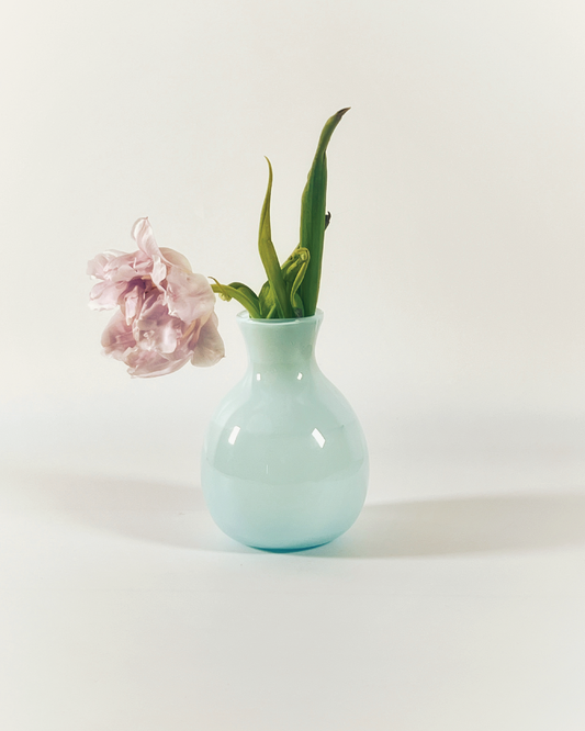 Michael Anchin Opaque Aleutian Blue Glass Vase