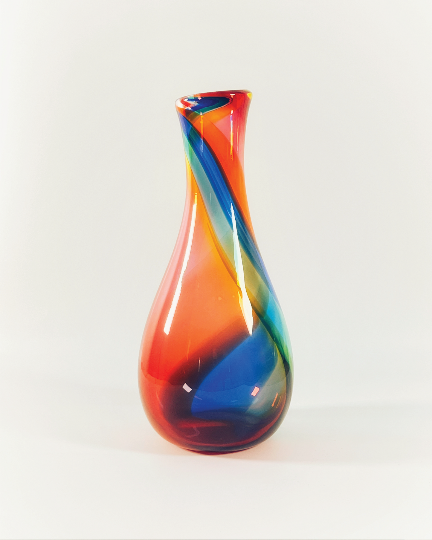 Michael Anchin Transparent Rainbow Swirl Glass Vase
