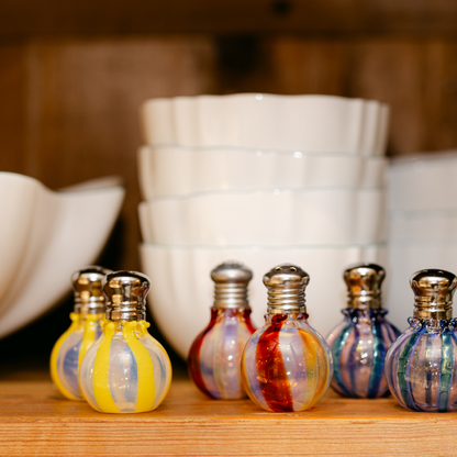 Set of 2 Blown Glass Mini Salt and Pepper Shakers