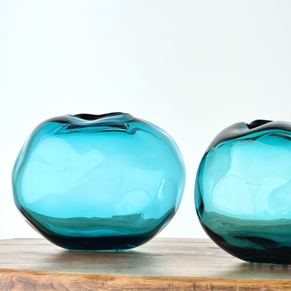 Murano Blown Glass Aquamarine Vases