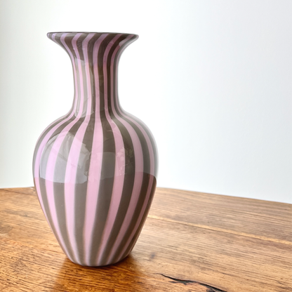 Murano Opaque Cane Fluted Glass Vase