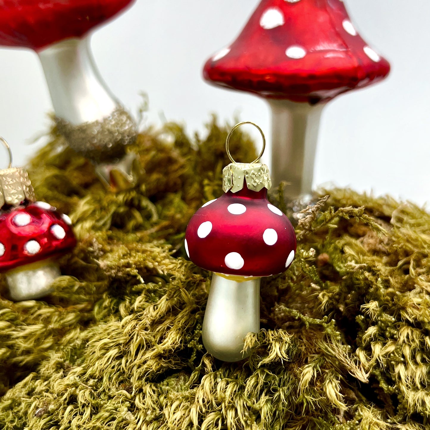 Polka Dot Mushroom Ornament Set