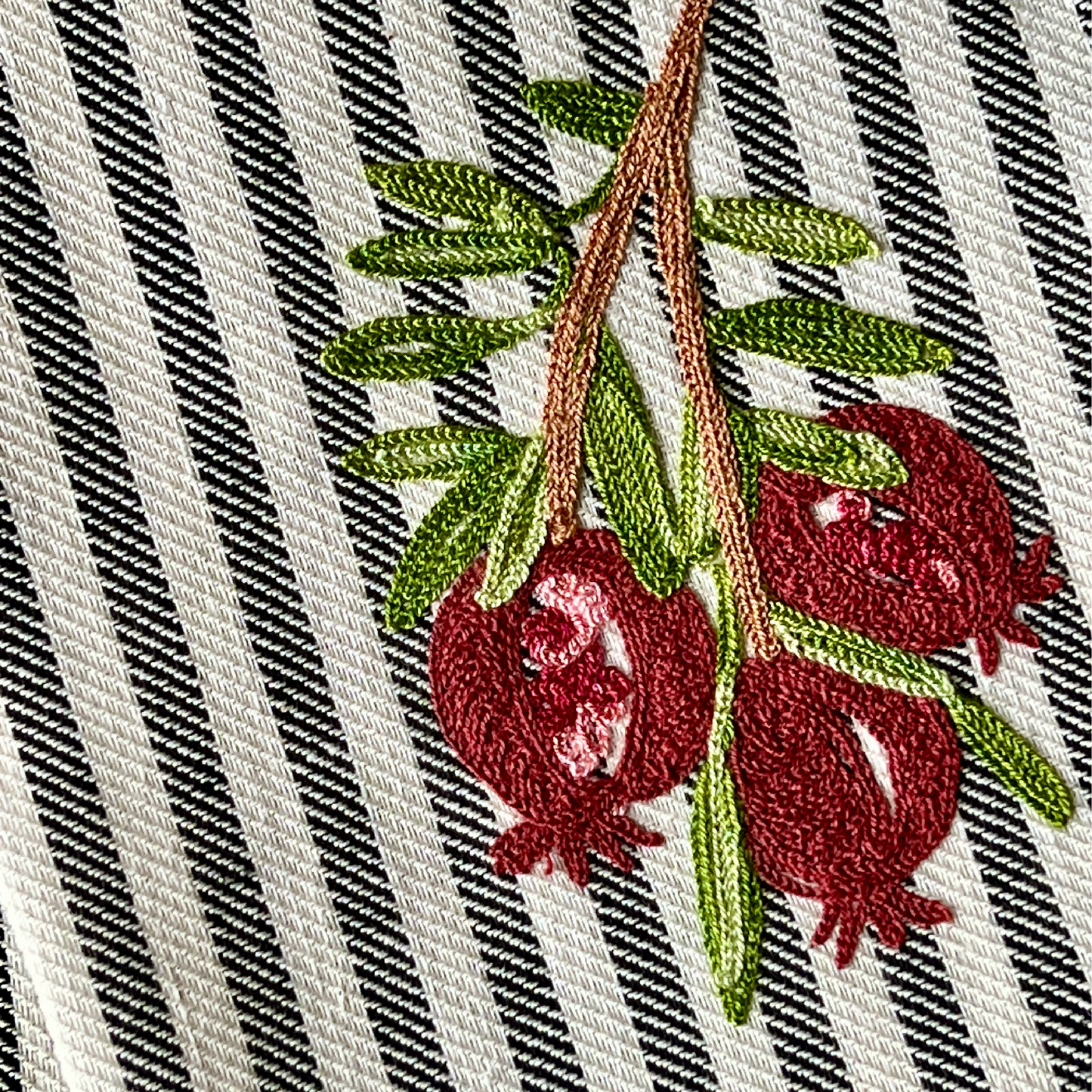 Pomegranate Embroidered Tea Towel