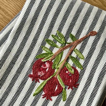 Pomegranate Embroidered Tea Towel