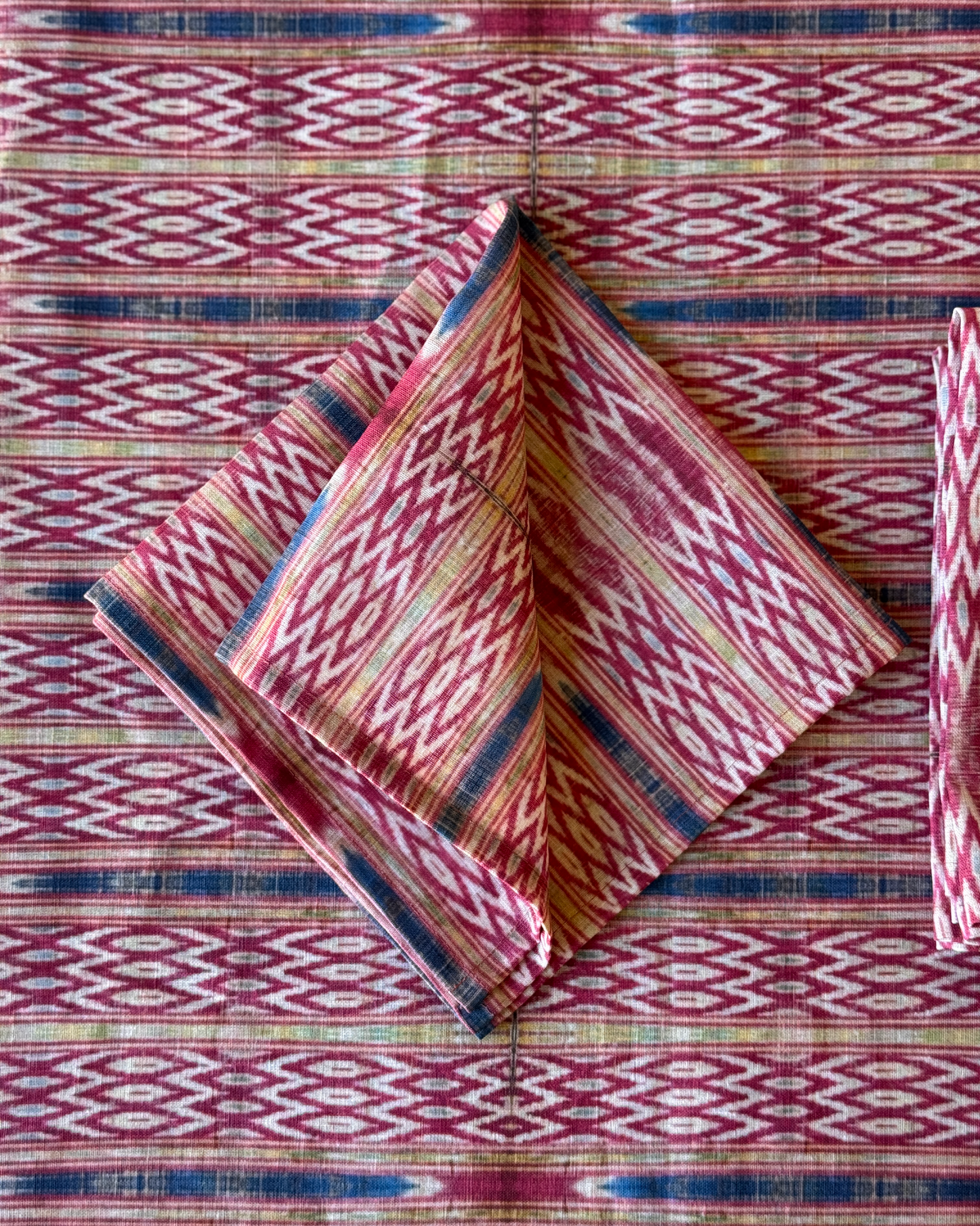 Rhubarb Ikat Table Linen Collection