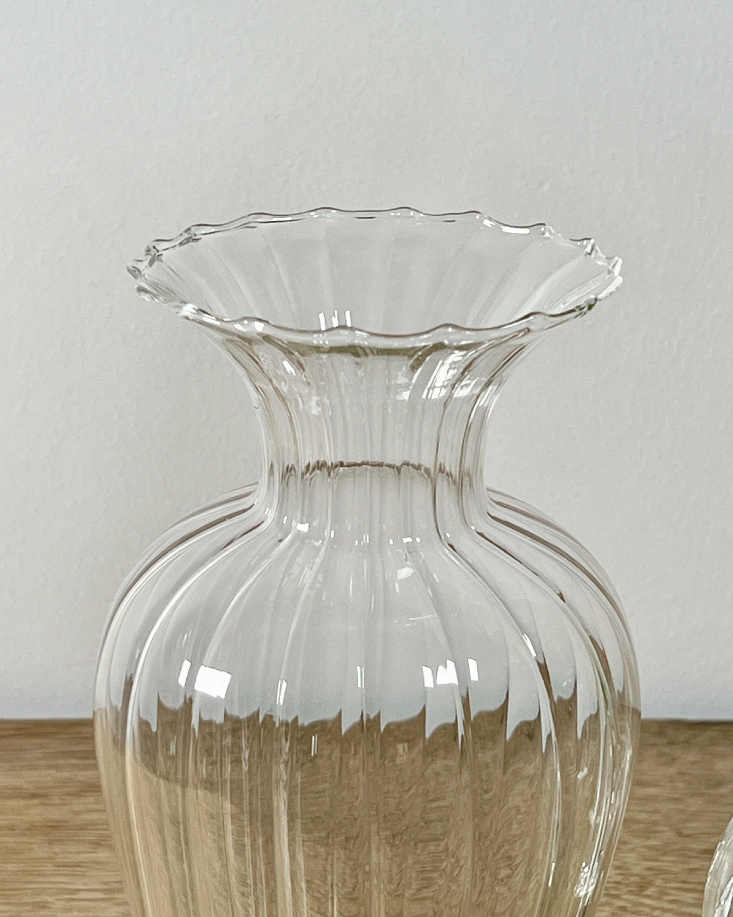 Set of 3 Moderate Fluted Glass Vases