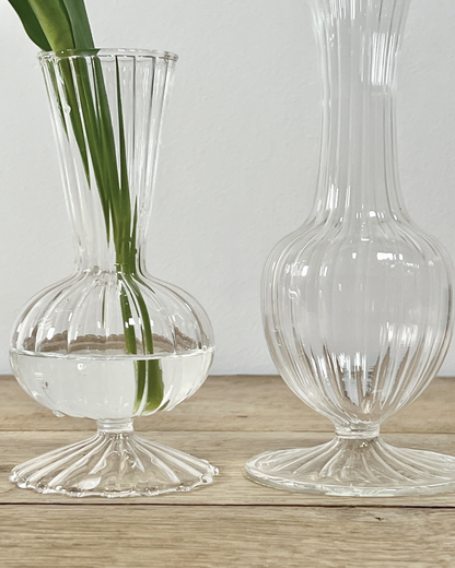 Set of 3 Petite Fluted Glass Vases