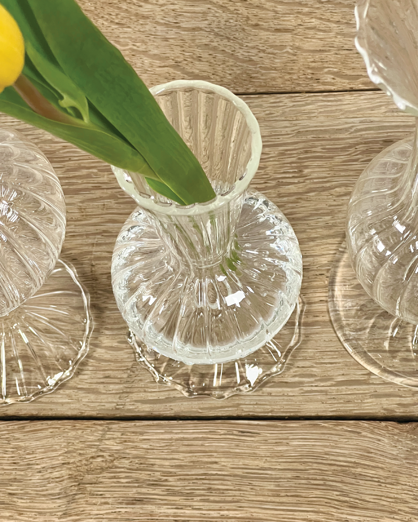 Set of 3 Petite Fluted Glass Vases