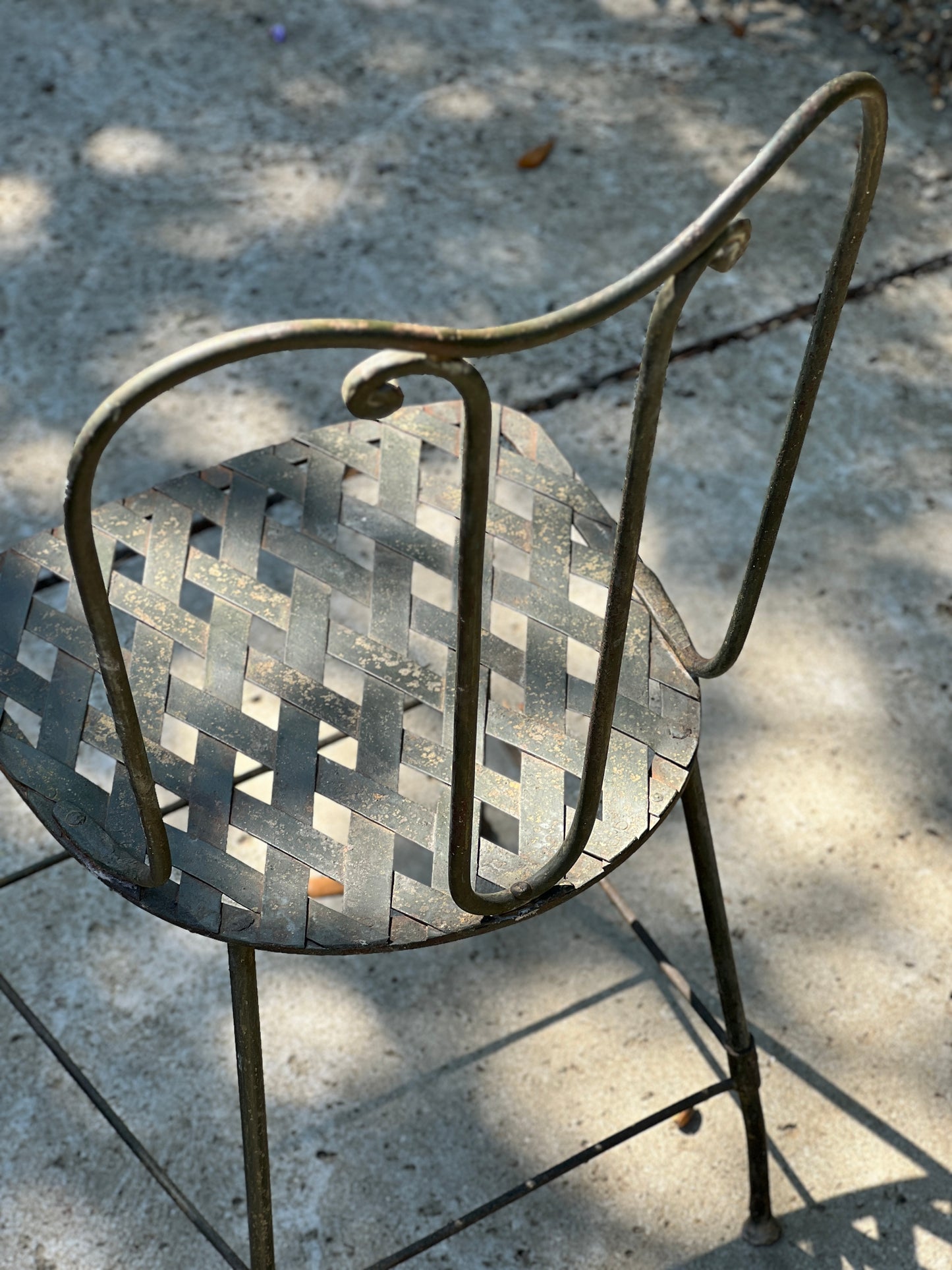 Set of 6 Vintage French Verdant Bistro Chairs with Lattice Seats