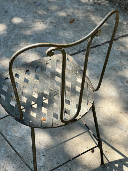 Set of 6 Vintage French Verdant Bistro Chairs with Lattice Seats