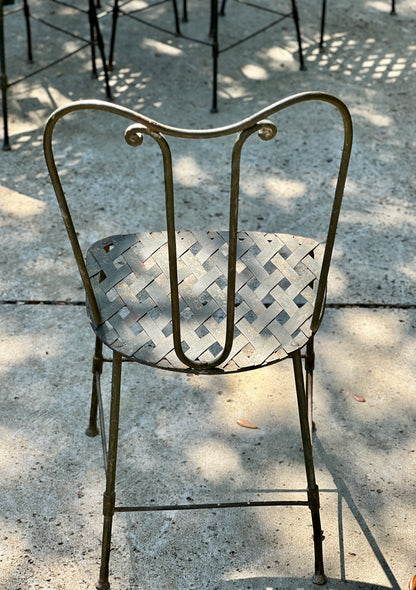 Set of 6 Vintage French Verdant Bistro Chairs with Lattice Seats