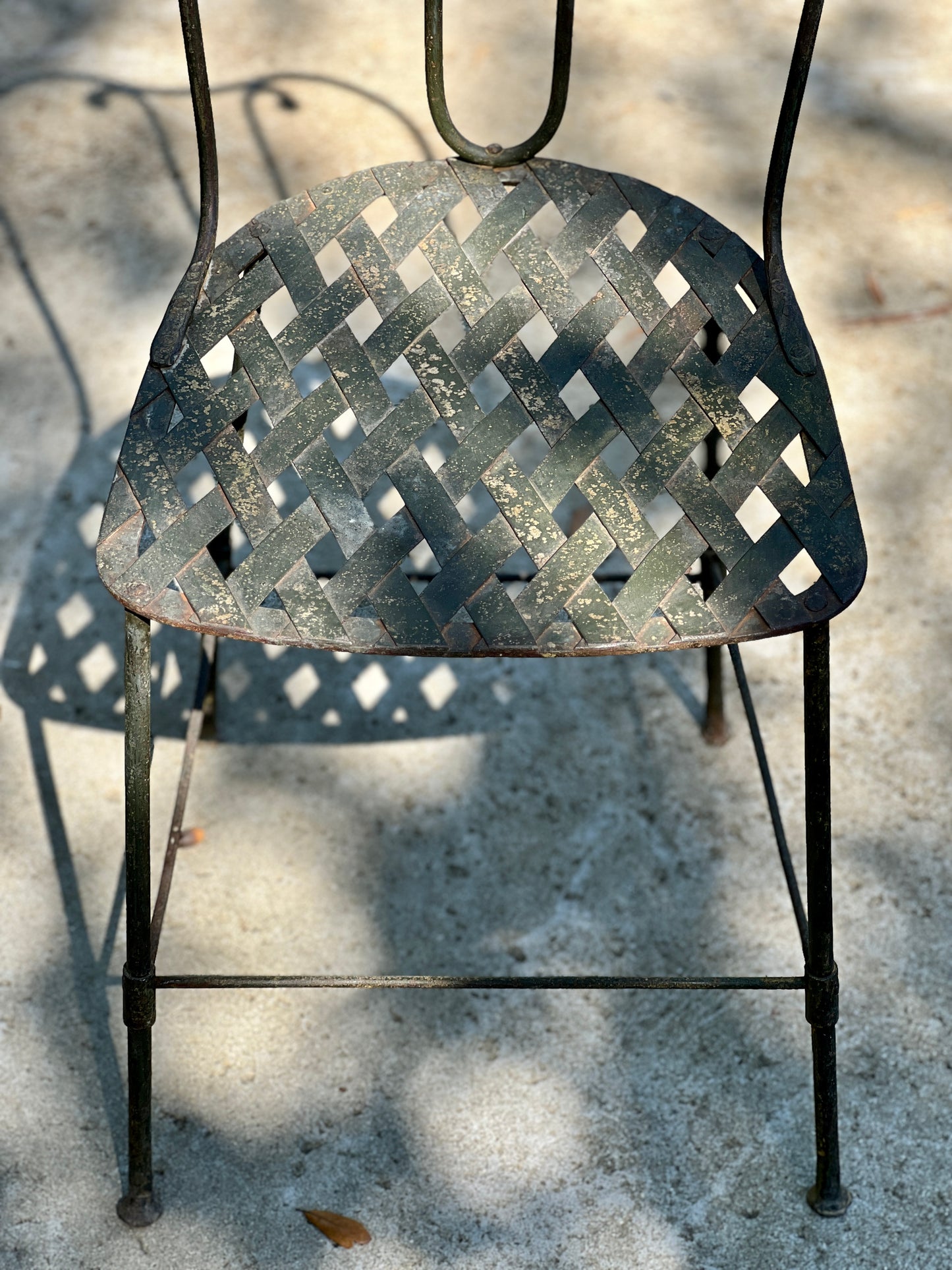 Set of 6 Vintage French Verdant Bistro Chairs with Lattice Seats