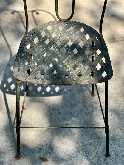 Set of 6 Vintage French Verdant Bistro Chairs with Lattice Seats