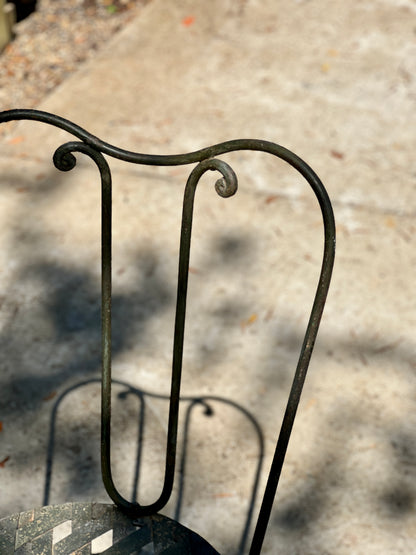 Set of 6 Vintage French Verdant Bistro Chairs with Lattice Seats